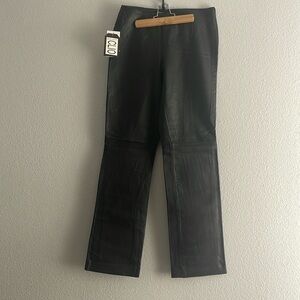 Clio Leather Pants Womans 4 Black High Rise Straight Leg Side Zip Pant